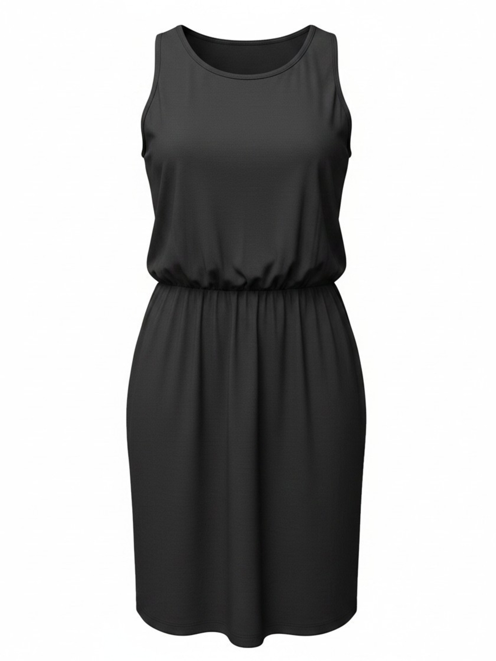 TRINA TURK | Black Sleeveless Comfy Midi Pocket Dress Elastic Waist Lined | XL